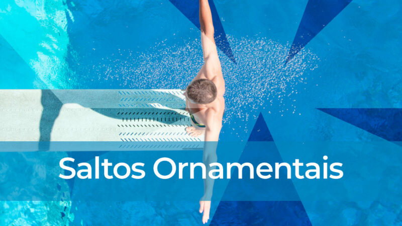Saltos Ornamentais - visão superior de homem se posicionando da plataforma de salto em uma piscina olímpica